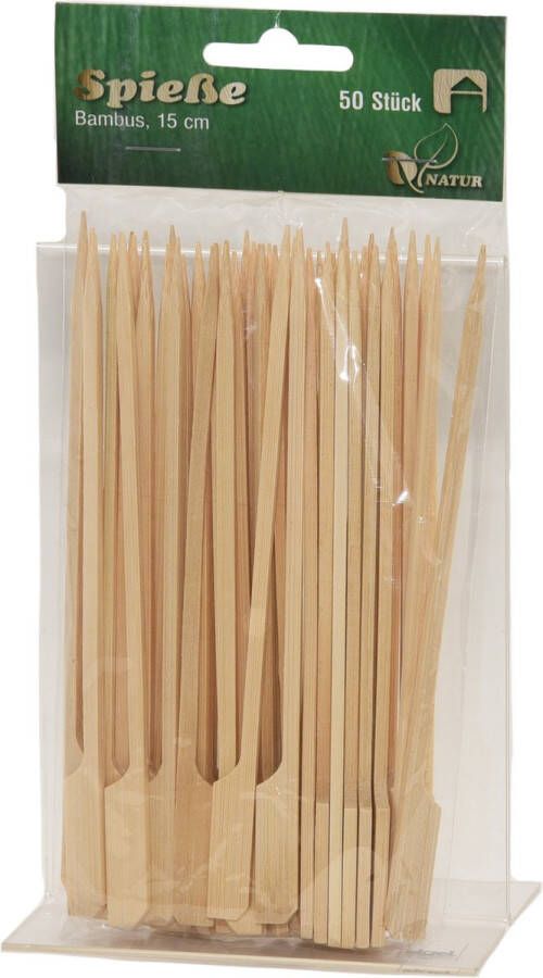 Merkloos Hapjes sate prikkers spiesjes bamboe hout 50x stuks 15 cm prikkers (sate)