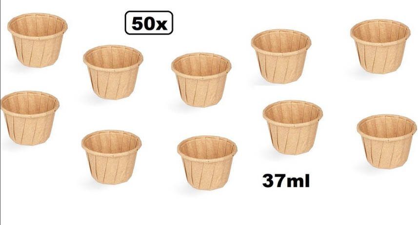 50x Bio sausbakje souffle kraft 37cc papier composteerbaar saus mayonaise ketchup mosterd bakje eten food