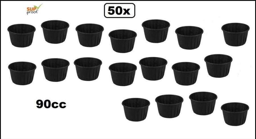 50x Bio sausbakje souffle zwart 90cc papier composteerbaar saus mayonaise ketchup mosterd bakje eten food