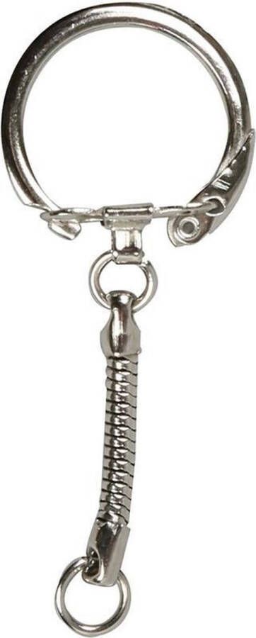 50x Hobby sleutelhangers ringen met ketting en clipsluiting DIY knutselen zelf sleutelhangers maken