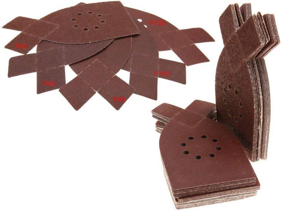 50x schuurpapier Voor schuurmachines Klittenbandbevestiging 205 × 175 × 105 mm Korrel 40 60 80 100 120 （10 stuks van elk）- Schuurschijven voor hout metaal en meer geschikt voor Black & Decker KA220G en KA230 machines