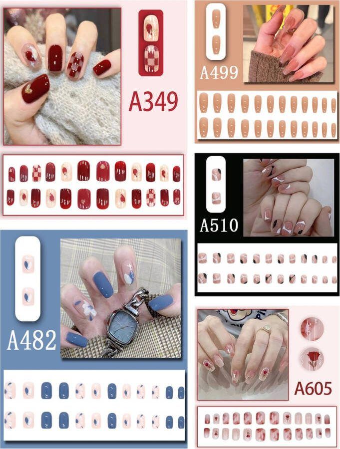 5*24 stuks vierkante kunstnagels om op te drukken kunstnagels glanzend kunstnagels voor vrouwen en meisjes 01