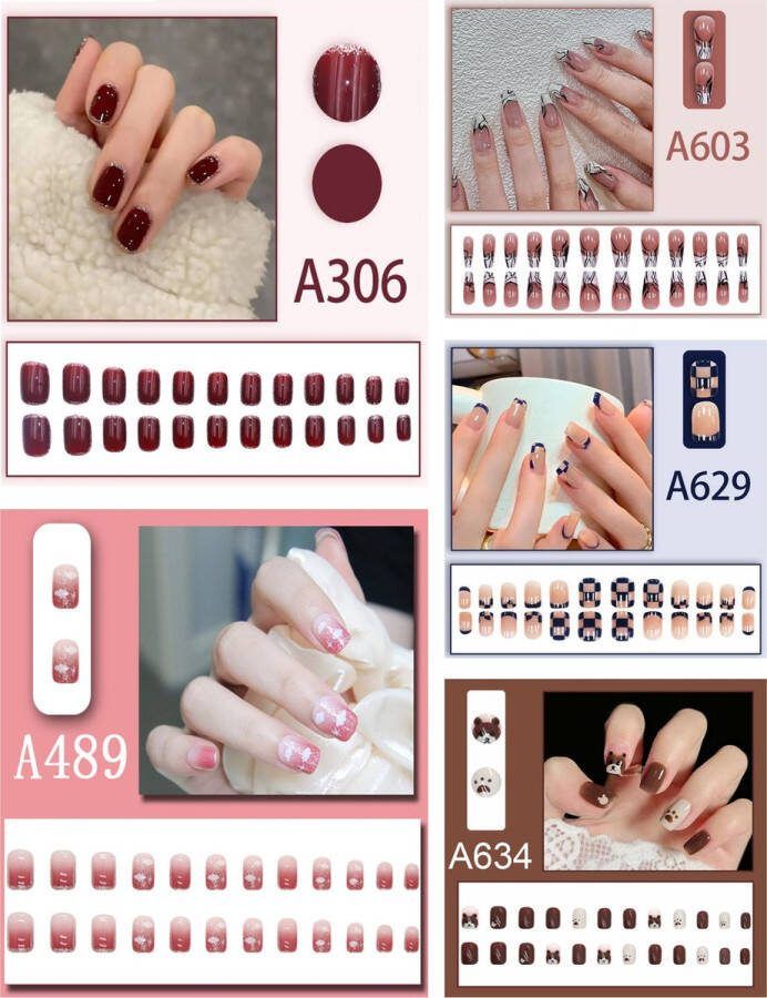 5*24 stuks vierkante kunstnagels om op te drukken kunstnagels glanzend kunstnagels voor vrouwen en meisjes 02