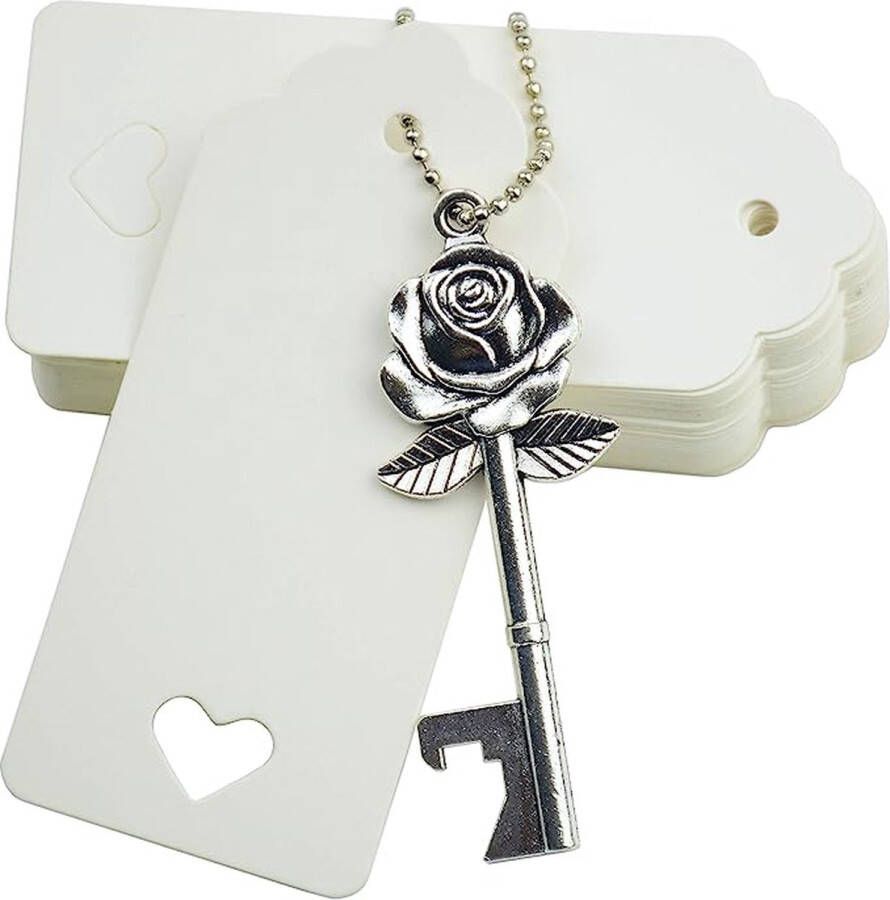 52st Rose Bloem Vorm Vintage Sleutel Flesopeners Bruilofts Gunsten Gunst voor Gasten Souvenir Cadeauset met Escort Bedanktags en Sleutelhanger (Rose Goud)