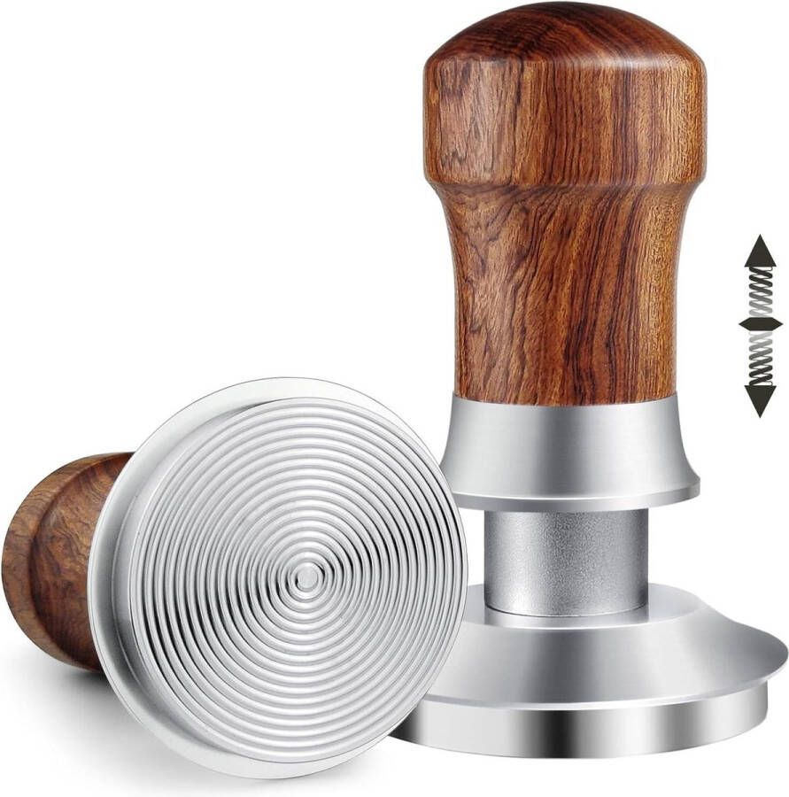 54 mm 30 lbs aandrukkracht roestvrij staal 304 koffietamper constante druk dubbele veer espresso tamper sage zeefhouder walnoothouten
