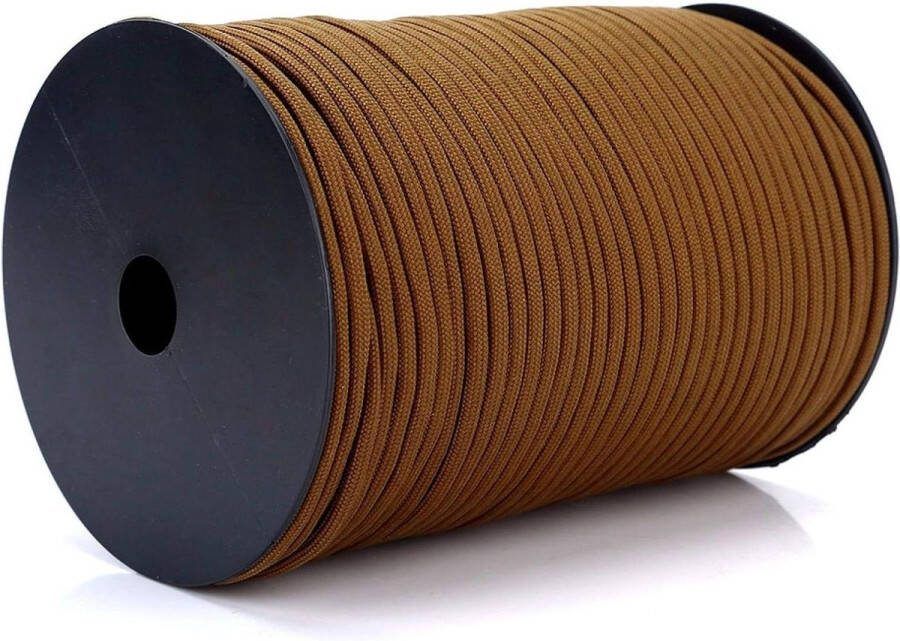 550 100m 9 Strand Massief Outdoor Survival Compact Lichtgewicht Parachute Koord Polypropyleen Paracord Voor Extreme Sporten Bruin
