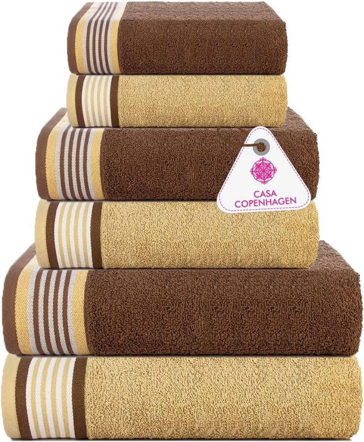 550 g m² 2 grote badhanddoeken 2 grote handdoeken 2 washandjes superzacht Egyptisch katoen 6-delige handdoekenset voor badkamer keuken en douche bruin + beige