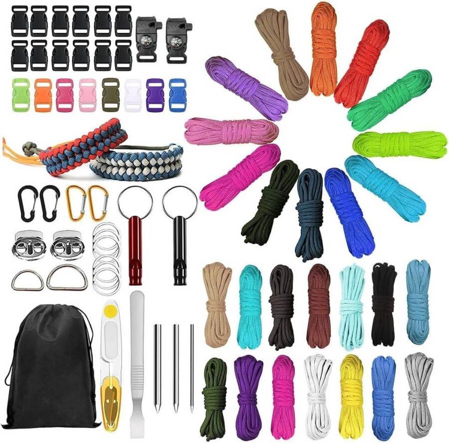 550 Paracord Koordenset Doe-Het-Zelf Paracord Armband Touw Multifunctioneel Met Kabelgesp en Naainaalden Geschikt Voor Sleutelhangers