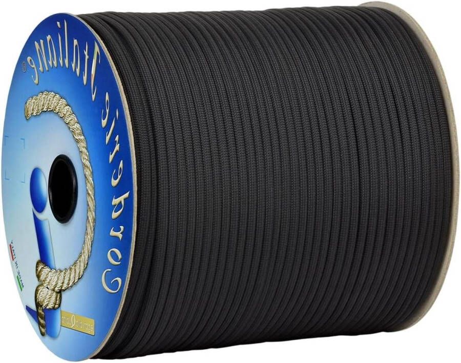 550 Type III Basic zwart 4 mm 50 m kern 7 strengen 100% Made in Italy Paracord rope survival outdoor craft 006078890