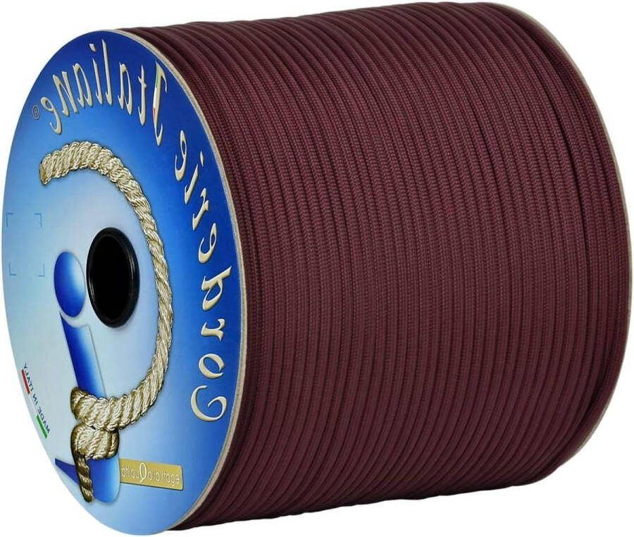 550 Type III Paracord 4 mm Basic Bordeaux 50 m kern 7 draden 100% Made in Italy