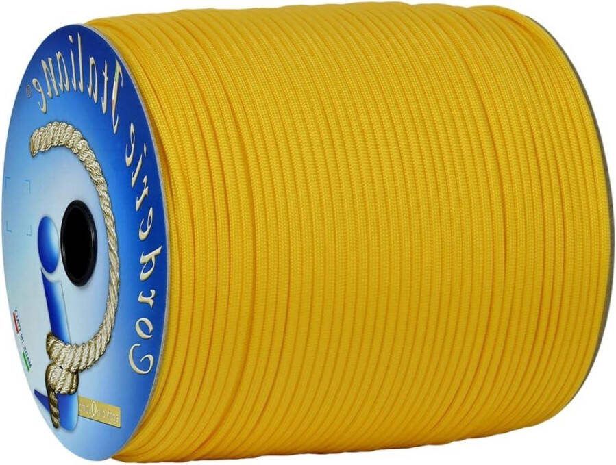 550 Type III Paracord Geel 4 mm 100 m Kern 7 Draden Made in Italy Outdoor Survival Rope