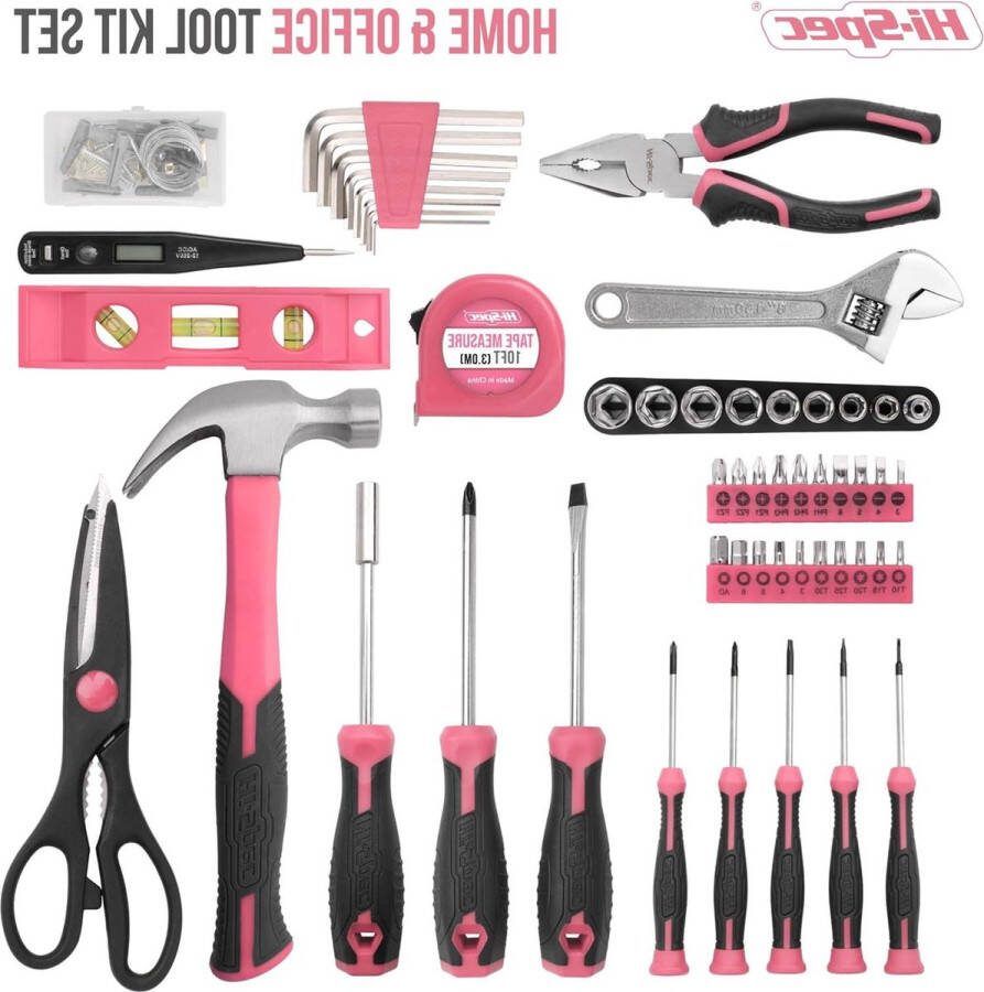 56-Delige Roze DHZ Gereedschapset in Draagkoffer Voor Vrouwelijke Klussers Thuis & Hobbygebruik Gereedschapskoffer