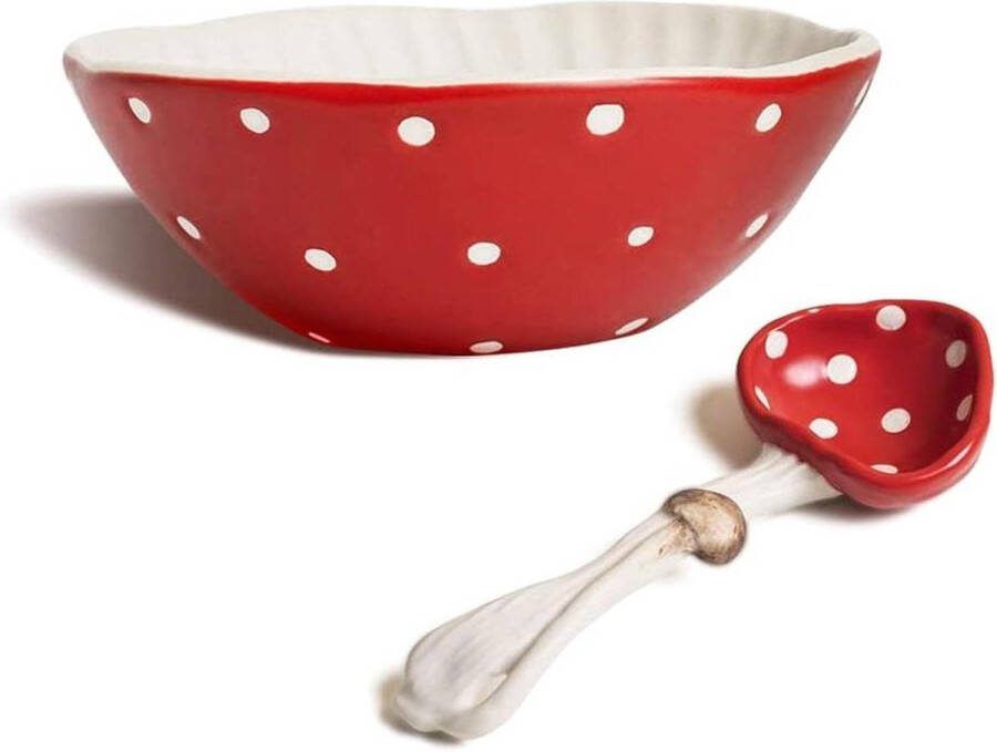 58 Saladekommen Matte Keramische Soepkommen Paar met Paddenstoellepel Veiligheid Gebruik voor Noedels Rijst Pasta en Meer