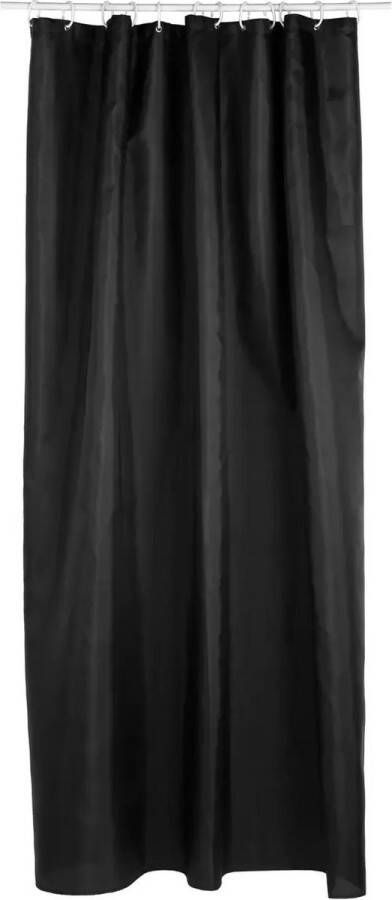 5Five Douchegordijn zwart polyester 180 x 200 cm inclusief ringen Voor bad en douche