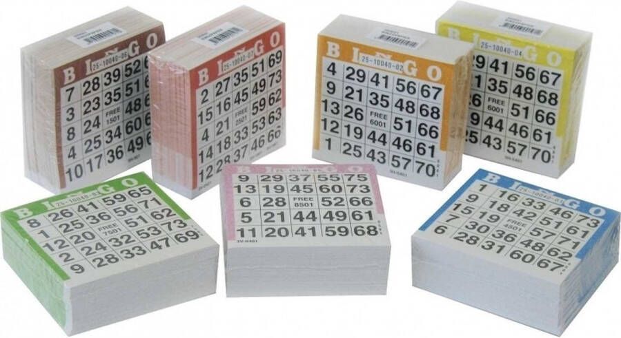 Merkloos 5x Gekleurd bingo blok bingokaarten