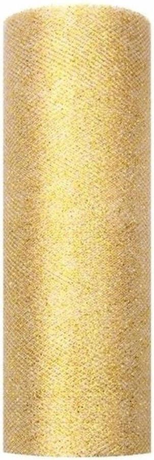 5x Glitter tule stof goud 15 cm breed hobbyartikelen knutselspullen