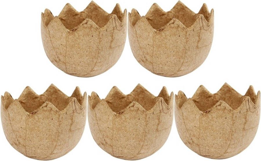 5x Halve eierschalen van papier mache 4 cm Paasdecoratie versieren