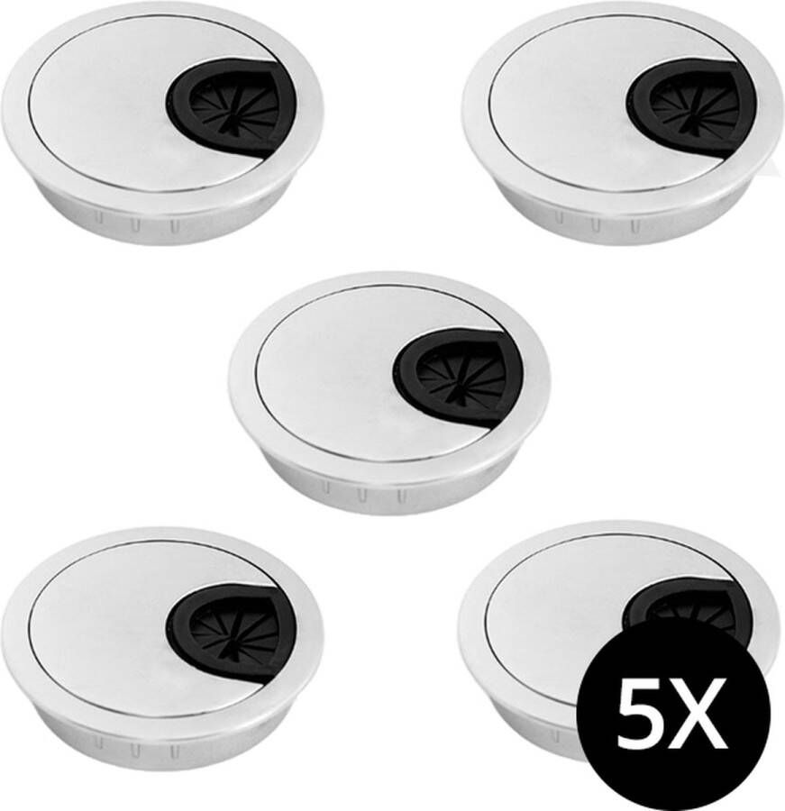 5x Kabeldoorvoer 60 mm mat aluminium Kabelgoot rond Ø60mm 5 stuks