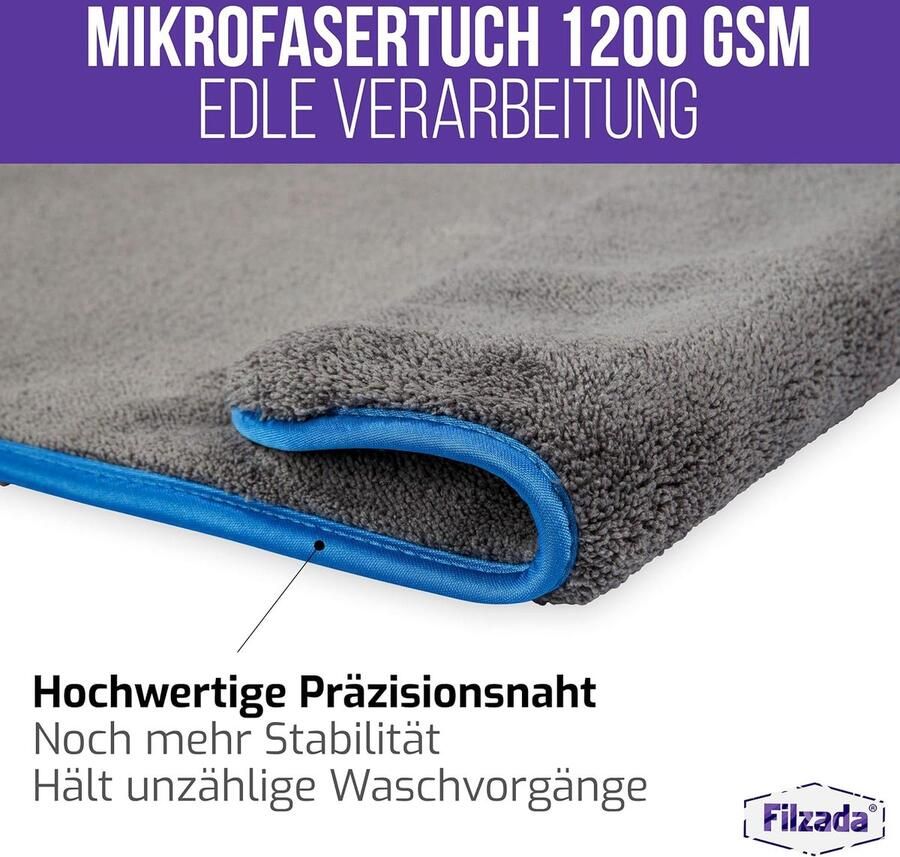 5x lakvriendelijke microvezeldoek auto met 1200 GSM ongelooflijke zuigkracht en pluisvrij dankzij extreem zachte microvezel autopoetsdoeken voor professionele autoverzorging in 42x48cm (3)