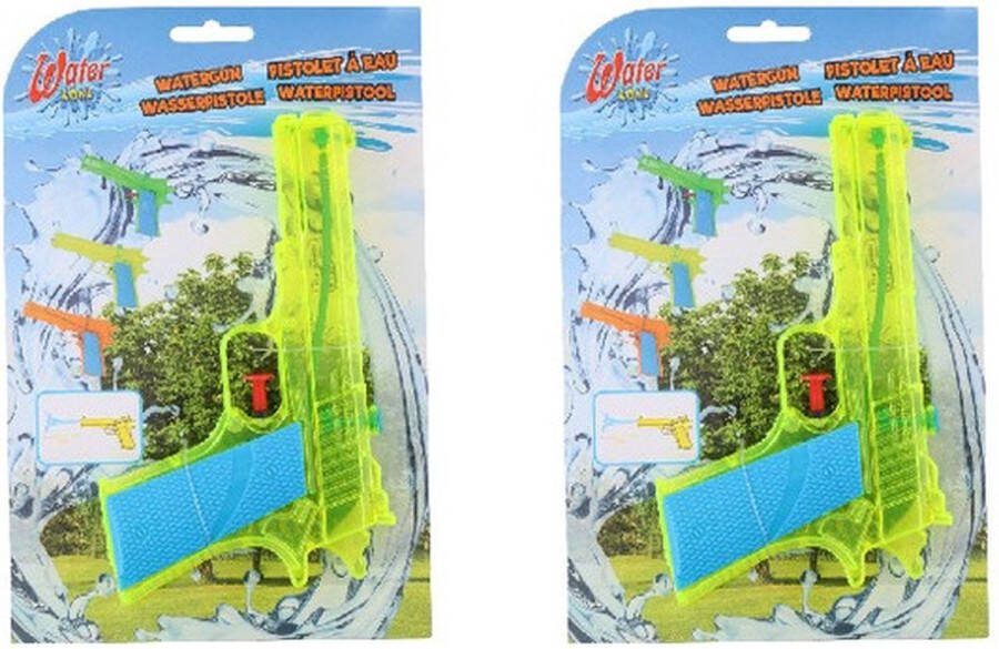 Merkloos Sans marque 5x Waterpistolen waterpistool geel klein van 18 cm kinderspeelgoed waterspeelgoed van kunststof