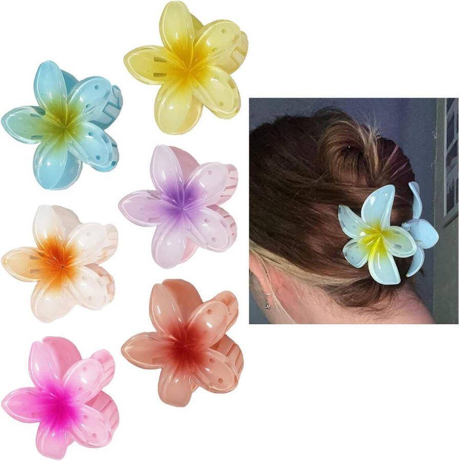 6 bloemen-haarspelden schattige acryl haarspelden grote haarklem voor dik haar sterke grip vrouwen meisjes geschenken