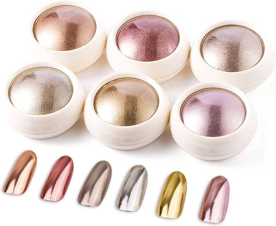 6 Box Rose Gold Chrome Pure Powder Magic Mirror Effect voor Nail Art Decoratie
