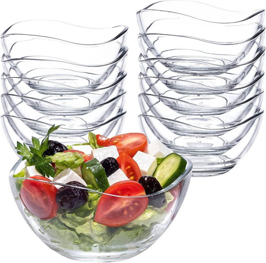 6-delige 310 ml kom glazen kom serveerschalen set dessertkommen glas slakom glazen schaaltjes set bowl schaal decoratieve schaal