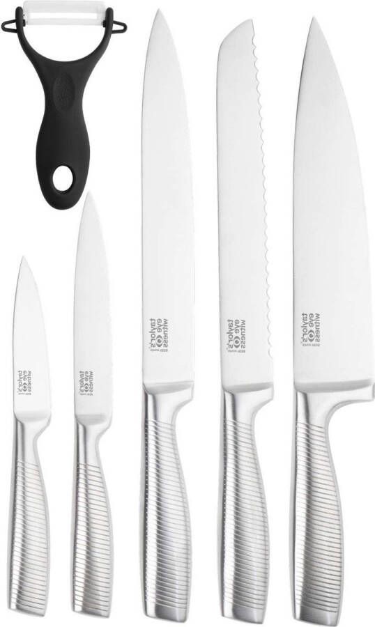 6-delige Keukenmes Chef's Set roestvrijstalen holle handgreepmessen schilmes broodmes 20cm koksmessen dunschiller Parasol Protective Cover