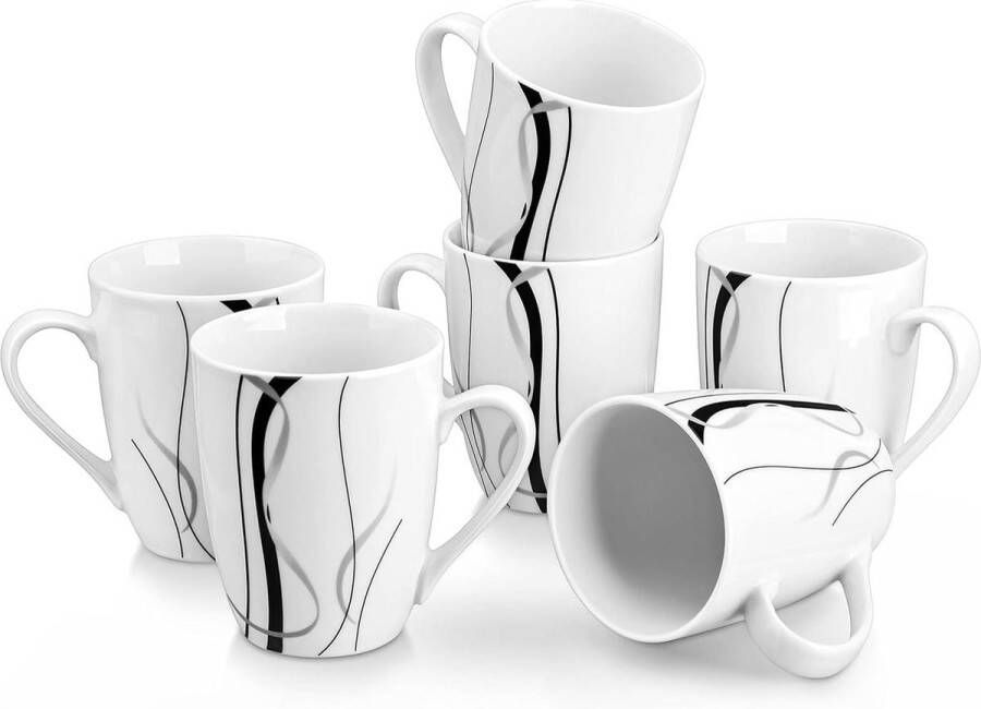 6-delige Porseleinen koffiebekers set 350 ml hoogte 102 cm aanvulling tafelservies koffiekopjes theekopjes voor 6 personen koffiekopjes set van 6