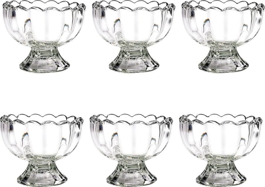 6-delige set 160 ml kleine schattige voettulp helderglazen dessertkommen kopjes voor dessert ijscoupe ijs fruit salade snack cocktail kruiderij trifle en kerstvakantiefeest