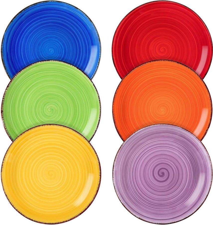 6-delige set aardewerk platte borden Ø 18 8 cm pastaborden dessertbordenset