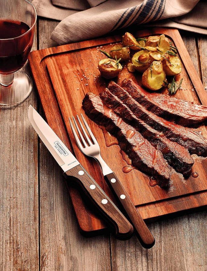 6-delige set Gaucho Steakmessen roestvrij staal AISI 420 met houten handvatten