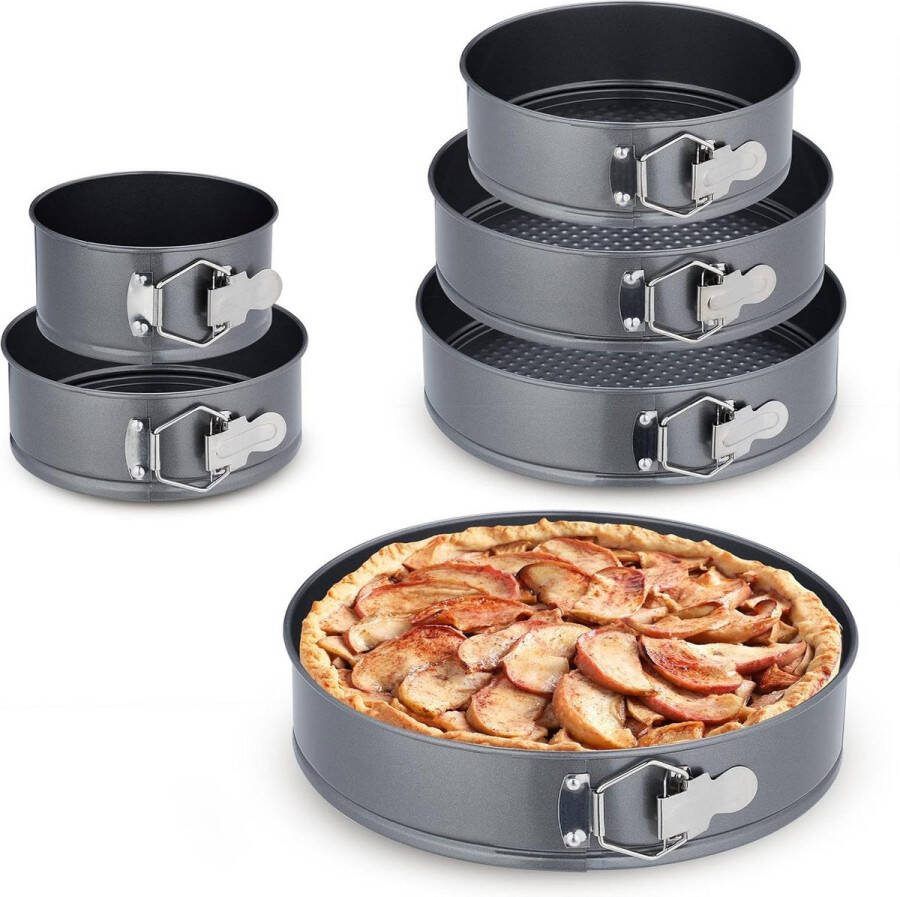 6-delige set ronde bakvormen Ø 14 18 20 24 26 28 cm taart & cake antiaanbaklaag antraciet Springvorm