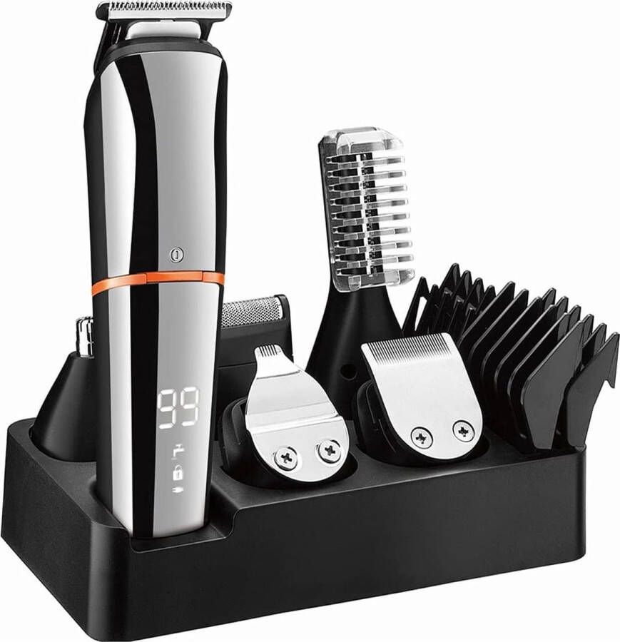 6-in-1 Baardtrimmer Mannen Tondeuse Mannen Trimmer voor Baard en Lichaam Incl. 11 opzetstukken Bodygroomer Mannen Bodytrimmer Heren Neus en Oor Multitrimmer Haar trimmer Trimapparaat Baard Machine Multigroomer
