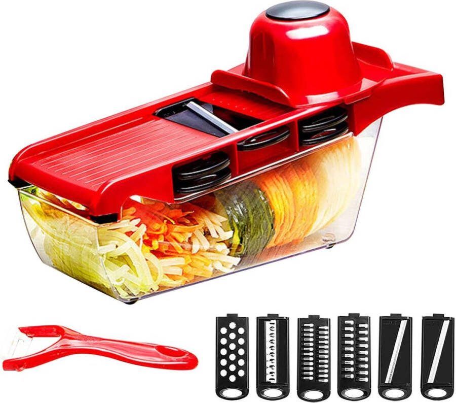 6-In-1 Uienhakker en Groentenhakker Fruitsnijder Dicer Chopper Handmatige Voedselchopper met Dunschiller