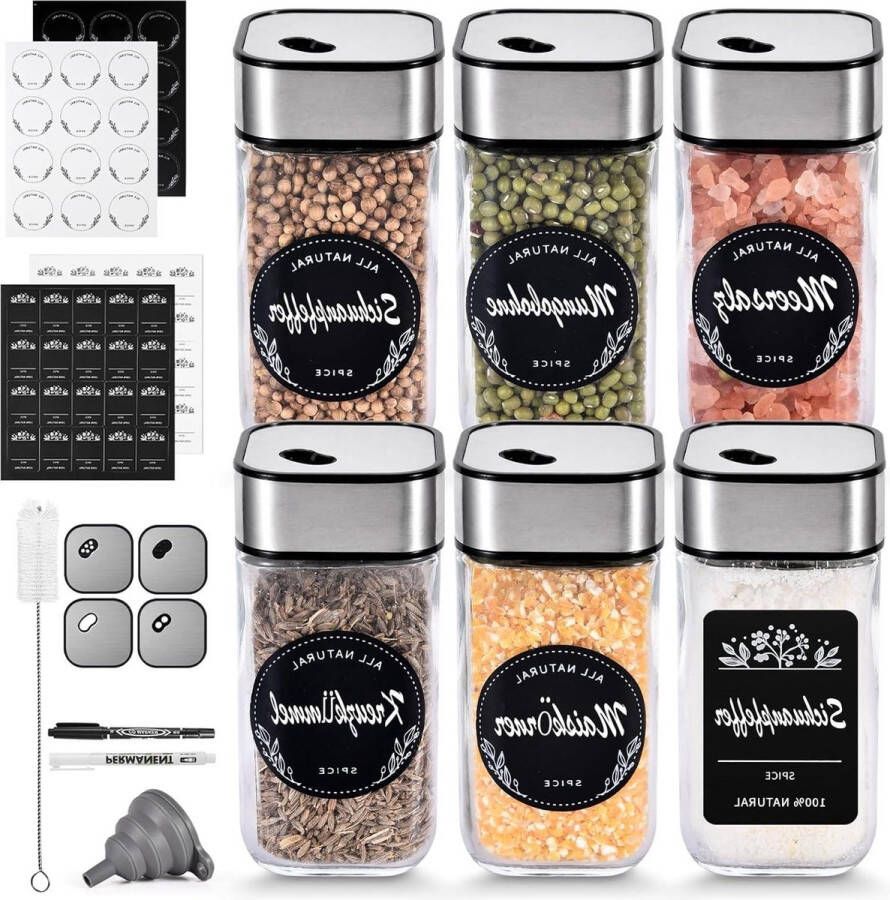 6 kruidenpotjes van roestvrij staal 120 ml vierkante keuken kruidenpotjes vierkant