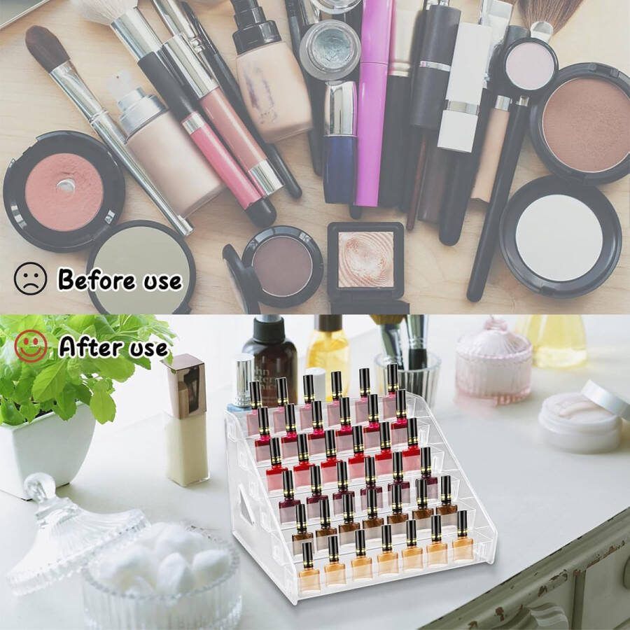6 lagen acryl nagellakhouder transparante nagellak-organizer nagellak opbergrek display standaard voor parfum etherische oliën cosmetica nagellak (31 x 28 x 24 cm)