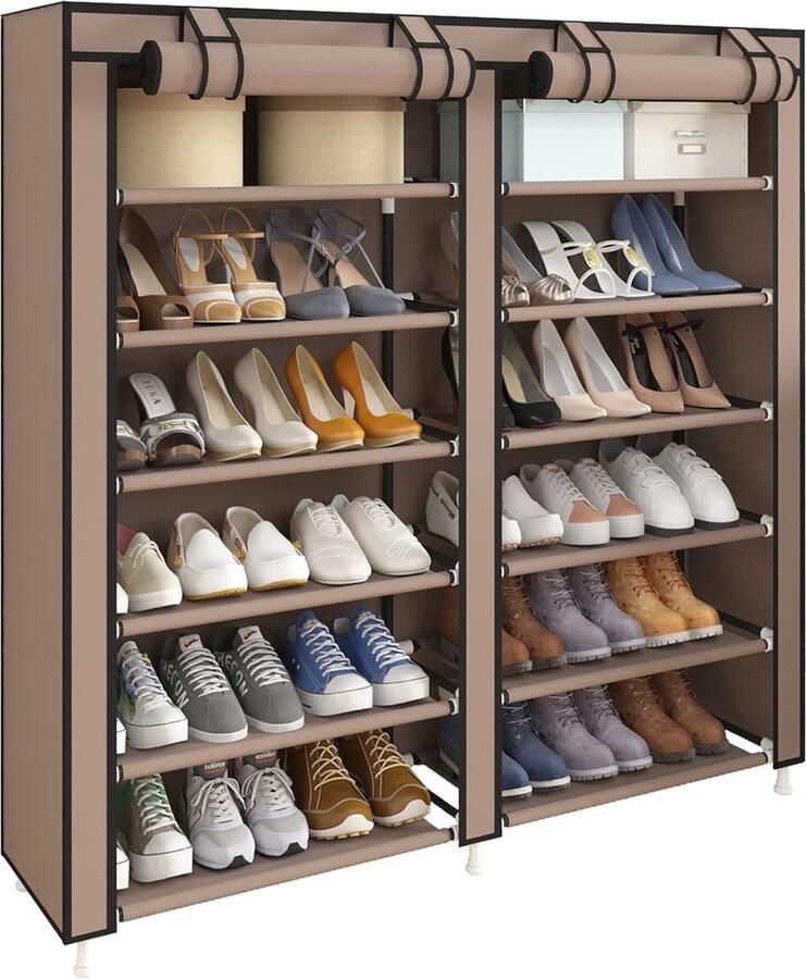 6 lagen stofdicht schoenenrek schoenenkast voor ca. 36 paar schoenen bruin