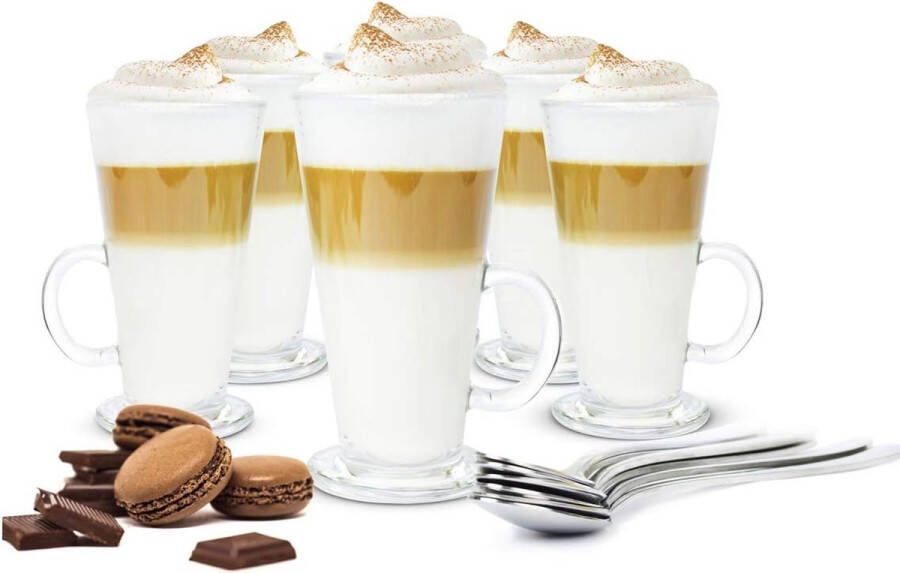 6 latte macchiato glazen koffieglazen theeglas