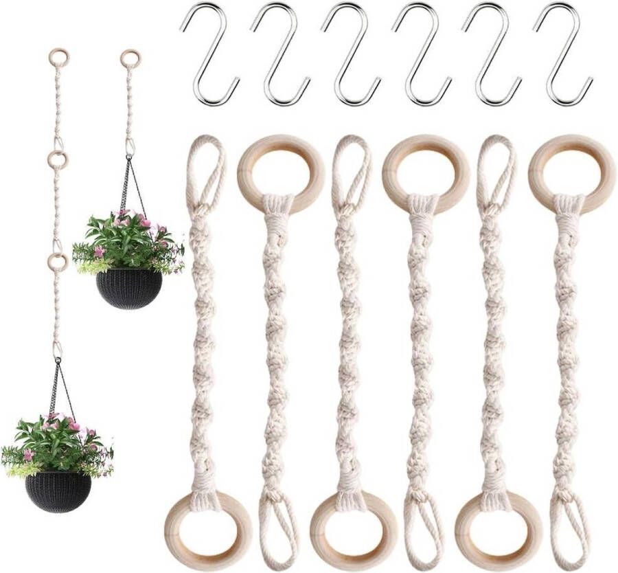 6 macramé bloemenhangers verlenging katoenen touw hanghangers voor bloempotten plantenhangers hangplantenpot hangplant Flower Hanger