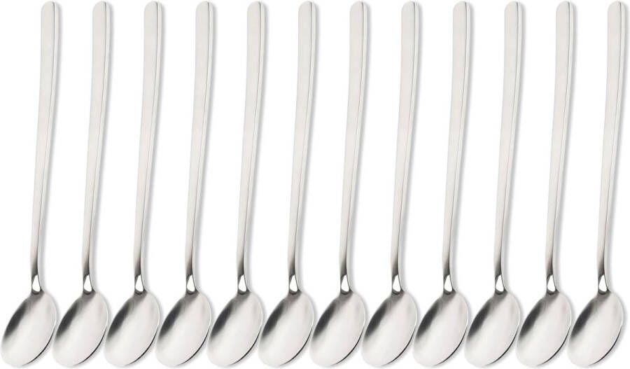 6 of 12 stuks latte macchiatollepels selecteerbaar in zwart zilver of goud eieren lepel theelepel serveerlepel koffielepel dessertlepel mokkalpel dip zilver aantal: 12 stuks