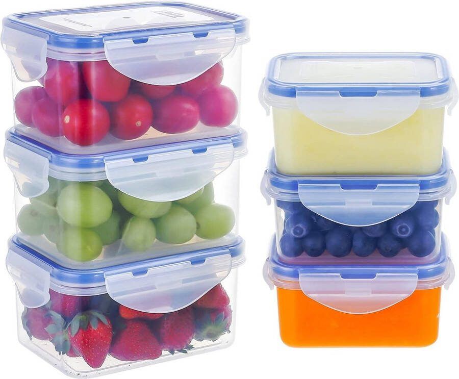 6-pack 500 ml 180 ml plastic voedselopslagcontainers set met deksel rechthoekige opbergdoos keuken maaltijdbereidingsdozen diepvriescontainers klein snackdoos luchtdichte sauscontainers