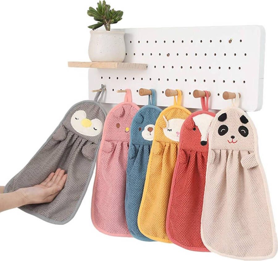 6-pack schattige dierenhanddoeken absorberende hangende handdoek mooie theedoek voor keuken en badkamer sneldrogende handdoek voor kinderen en volwassenen