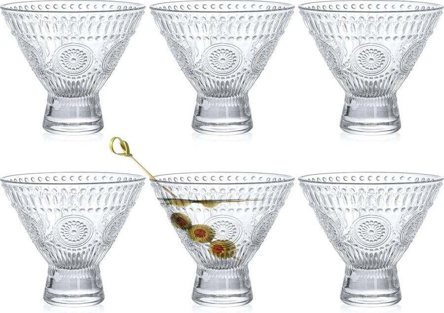 6-pack stemloze martini-glazen cocktailglazen 8 oz glazen dessertkommen mini-trifle-kommen perfect glaswerk voor thuisbar restaurant feest