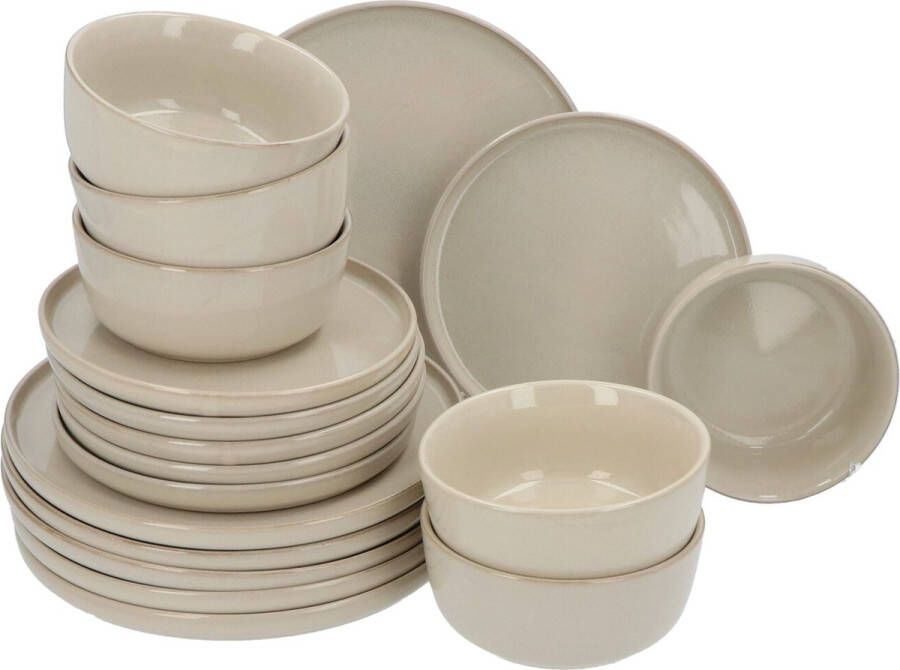 Secret de Gourmet 6 persoons 18-delig servies Terre Beige Geglazuurd Keramiek