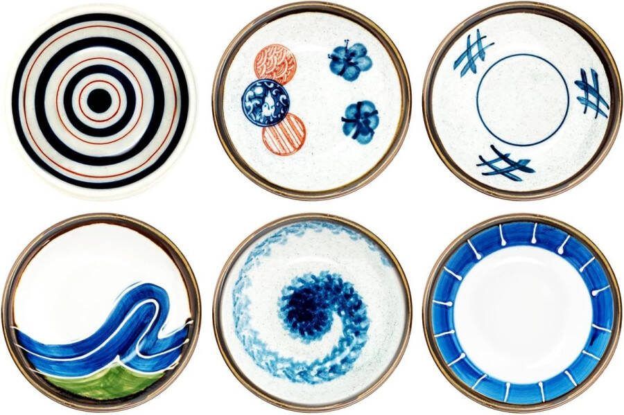 6-delige keramische mini-kruidenkom in Japanse stijl 8 7 cm schoteltjes kleine bordjes voor sushi saus snack en soja