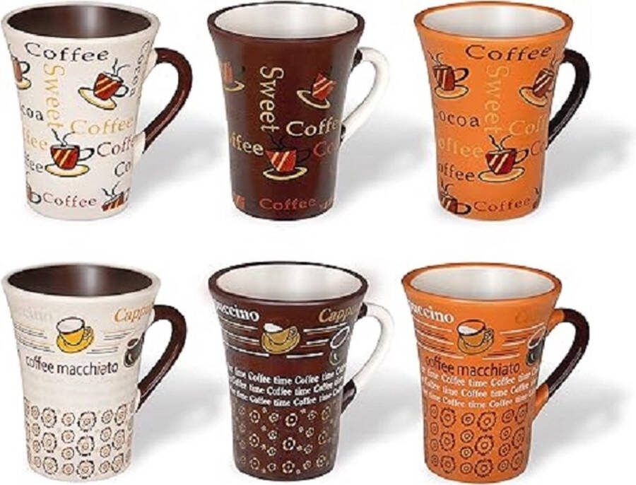 6 porseleinen koffiekopjes 125 ml originele geschenkkopjes solo-koffiekopjes theekopje bruin