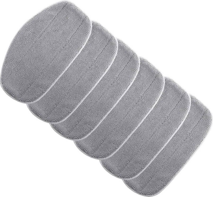 6 reservepads microvezeldoeken stoomreiniger Steam Broom Mop dieptereiniging grijs