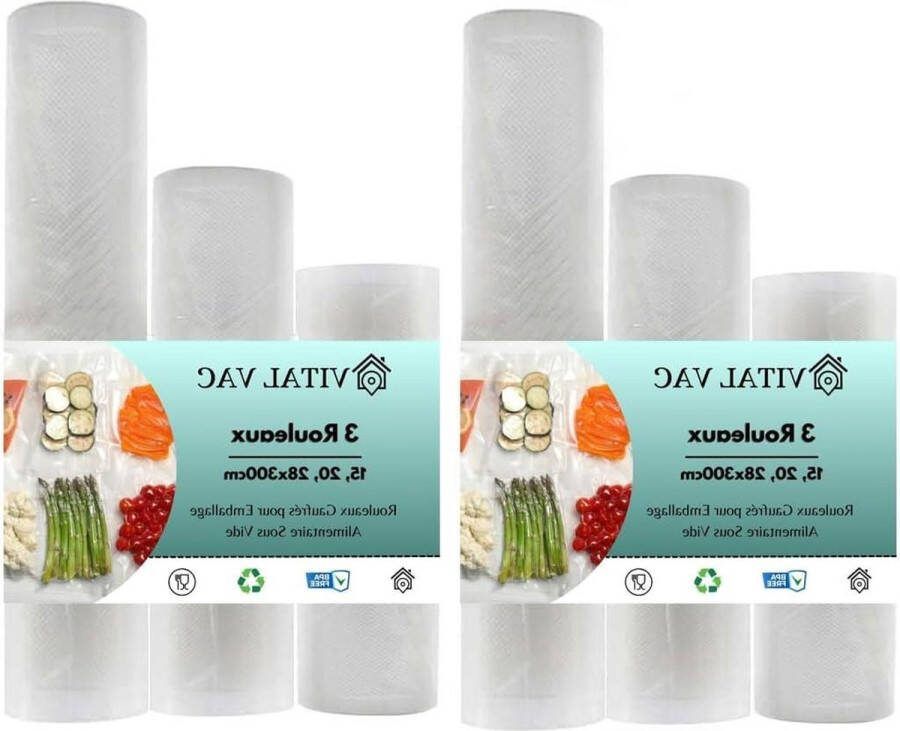 6 Rollen 500 cm Vacuümsealer Van Levensmiddelen Herbruikbaar voor Opslag Diepvriezer Geschikt Vacuüm Koken Sous Vide