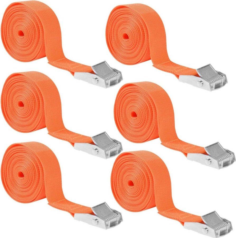 6 stuks 25 mm x 4 m ratelriemen sjorriemen voor dakkoffer draagkracht 250 kg bagageriem fiets bevestigingsriem dakdrager spanriem bagage Spanbanden met ratel